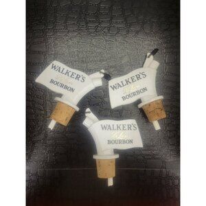 Vintage Walker Bourbon Pour Stopper Spout Barware Set of 3